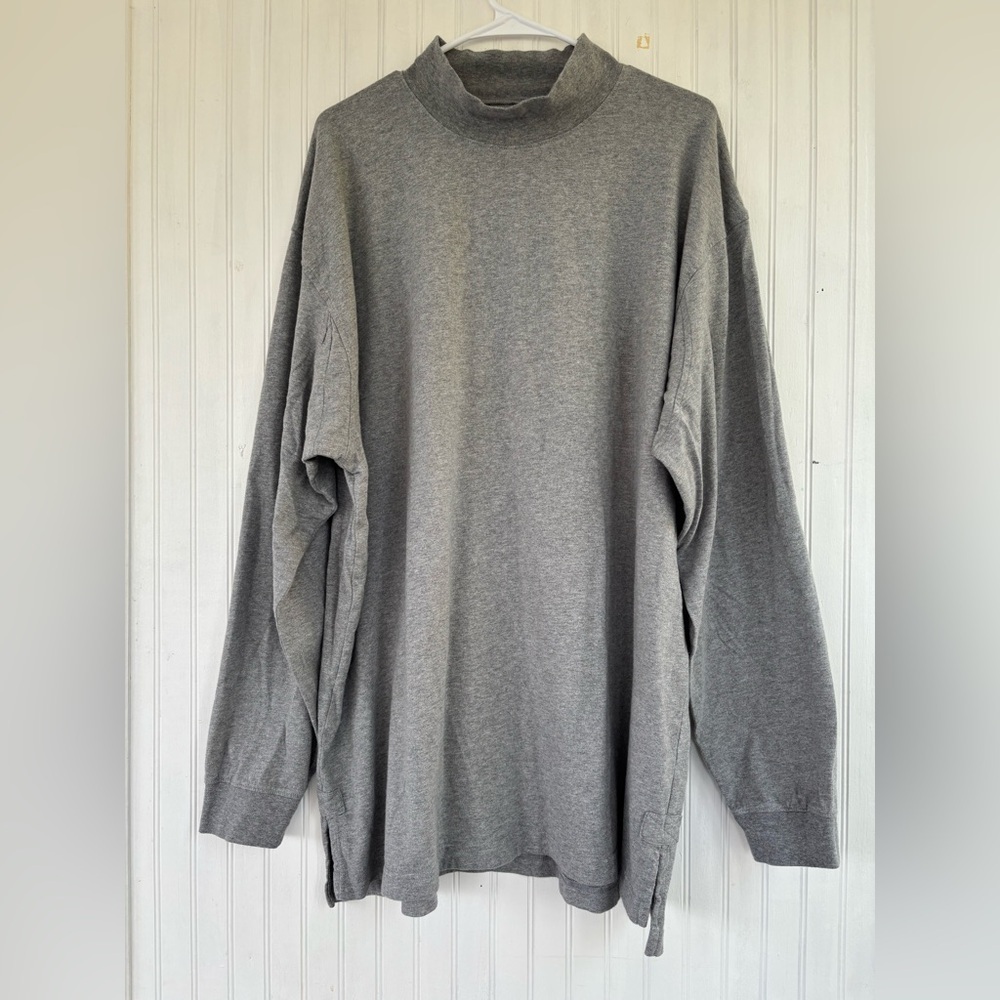 Duluth Trading Company Men's Gray Grey Longtail Tee Relaxed Fit Mockneck Size XL